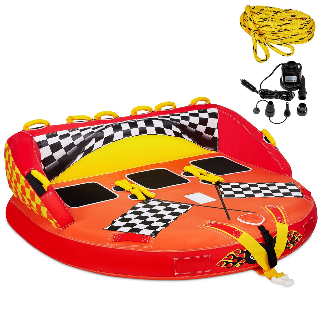 Sunny & Fun Boat Tubes and Towables, Water Tube for Boating with Air Pump & Tow Rope Included